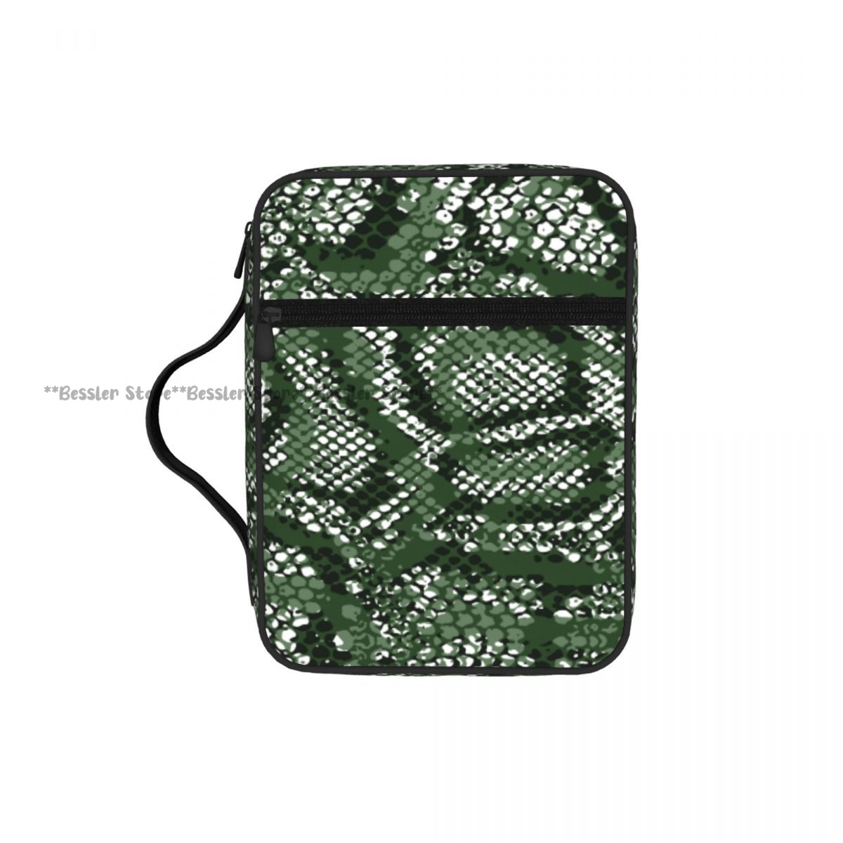 Handbags - กระเป๋าใส่พระคัมภีร์ลายหนังงูสีเขียว พร้อมซิปและหูหิ้ว กระเป๋าหุ้มปกพระคัมภีร์ กระเป๋าเก็บพระคัมภีร์