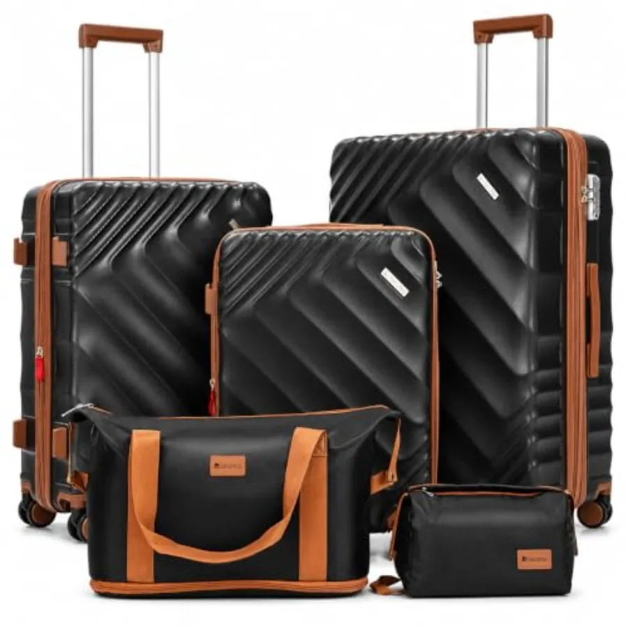 Expandable Hard Shell Luggage Set - ชุดกระเป๋าเดินทางแบบแข็ง 5 ชิ้น ขยายได้ สำหรับการเดินทาง วัสดุโพลีคาร์บอเนต