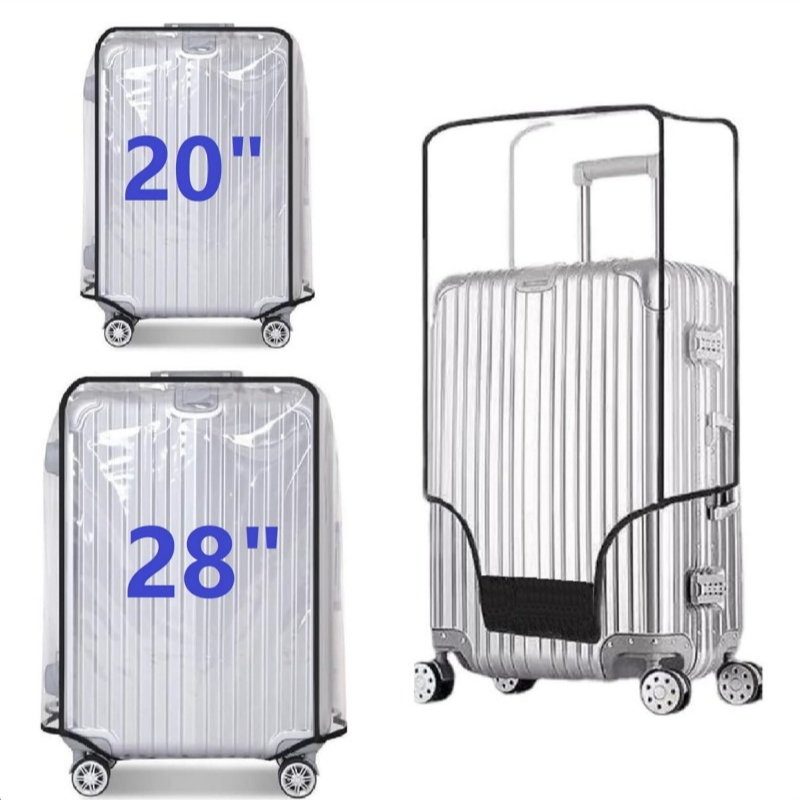 Luggage Protective Cover Transparent - ปลอกคลุมกระเป๋าเดินทางแบบกันน้ำ มีล้อ ทำจาก PVC ใส ป้องกันฝุ่น