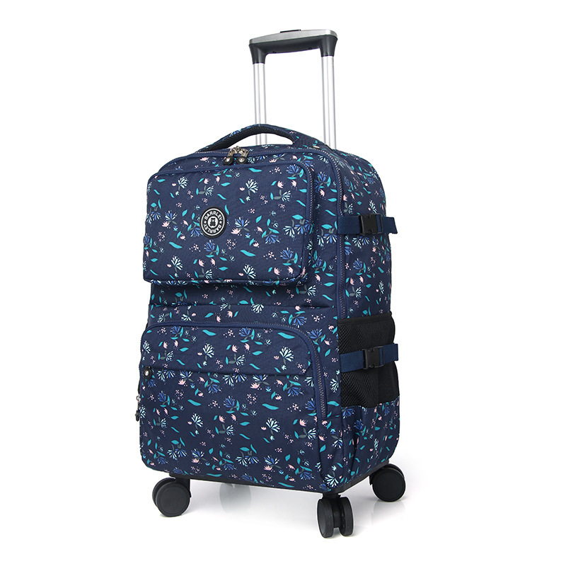 Foldable Rolling Luggage Bag - กระเป๋าเป้สะพายหลังแบบมีล้อกระเป๋าเดินทางรถเข็นสำหรับผู้หญิงกระเป๋ากระเป๋าเดินทางแบบลากแบบหมุนสำหรับผู้หญิงกระเป๋ากระเป๋าเป้ไปโรงเรียน