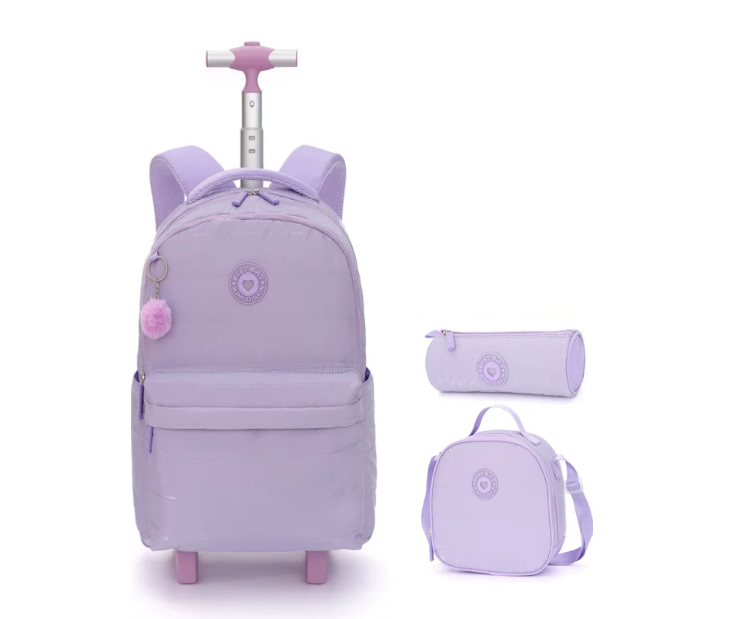 Foldable Rolling Luggage Bag - กระเป๋าเป้สะพายหลังแบบมีล้อขนาด 18 นิ้ว สำหรับนักเรียน วัยรุ่น เด็ก