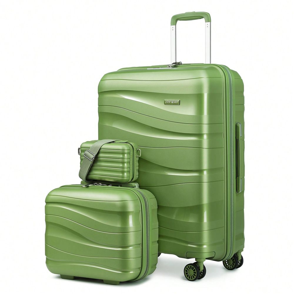 Expandable Hard Shell Luggage Set - ชุดกระเป๋าเดินทางแบบแข็ง 3 ชิ้น, กระเป๋าเดินทางน้ำหนักเบาทำจากวัสดุ PP พร้อมล้อหมุนและระบบล็อก