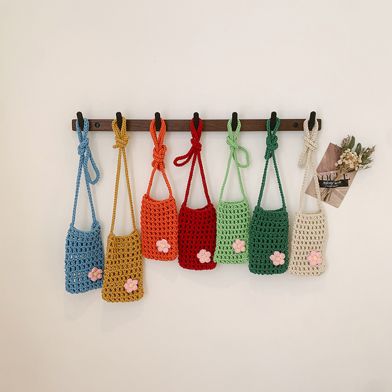Handbags - กระเป๋าโทรศัพท์แบบถักลายฉลุอเนกประสงค์ 1 ชิ้น กระเป๋าใส่ของจุกจิกขนาดเล็ก น้ำหนักเบา กระเป๋าสะพายไหล่แบบถัก