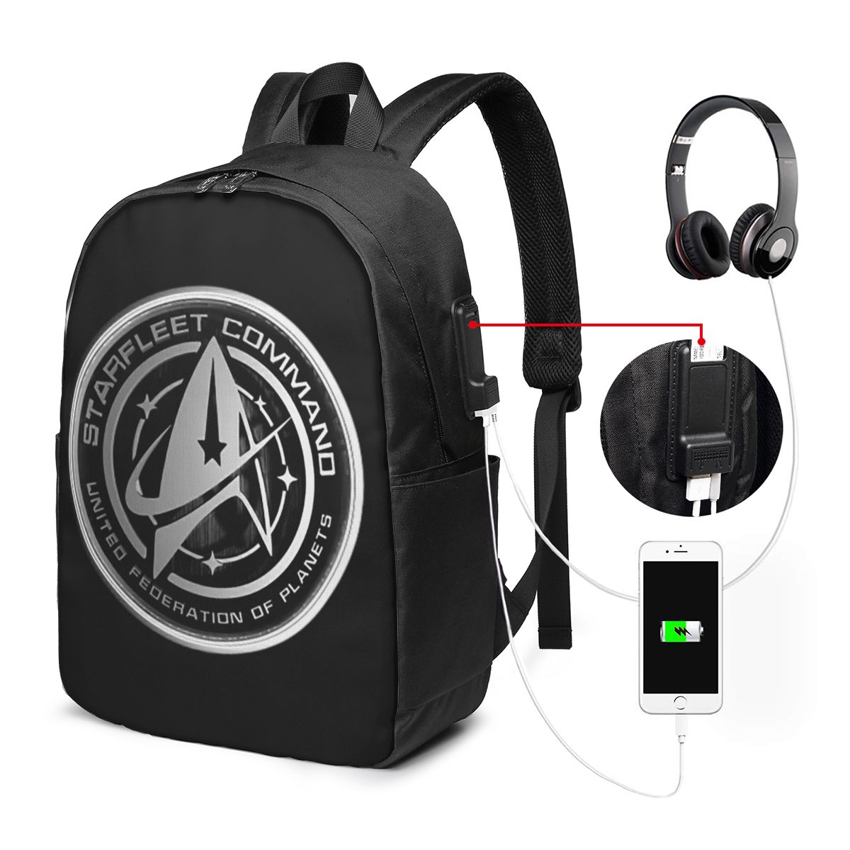 Backpacks - สตาร์ เทรคส์ซีรีส์ละครวิทยาศาสตร์และนิยายวิทยาศาสตร์ กระเป๋าเป้สะพายหลัง กระเป๋าใส่โน๊ตบุ๊ค กระเป๋าคอมพิวเตอร์ กระเป๋านักเรียน