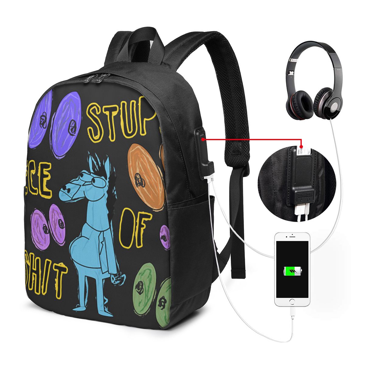 Backpacks - การ์ตูน โบแจ็ค ฮอร์สแมน สตูปิด พีซ ออฟ
