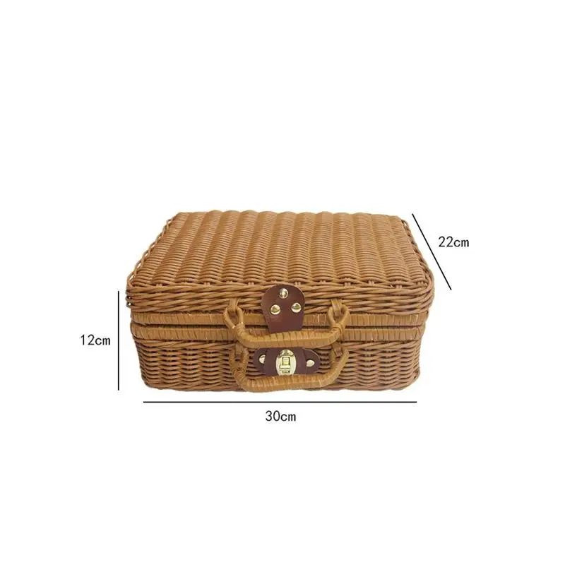 ตะกร้าหวายสานกระเป๋าปิกนิกสานว - Retro Vintage Trunk Suitcase บทวิจารณ์และราคา